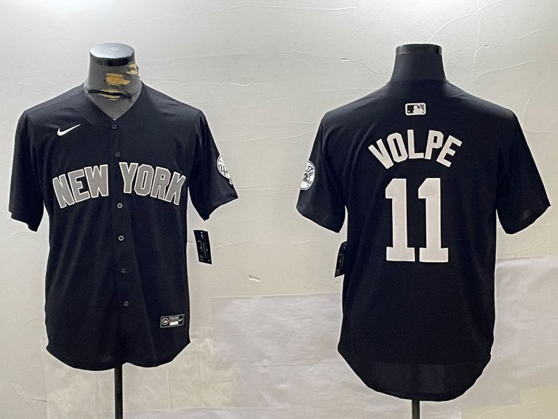 Men New York Yankees #11 Volpe Black Game 2024 Nike MLB Jersey style 1202->new york yankees->MLB Jersey
